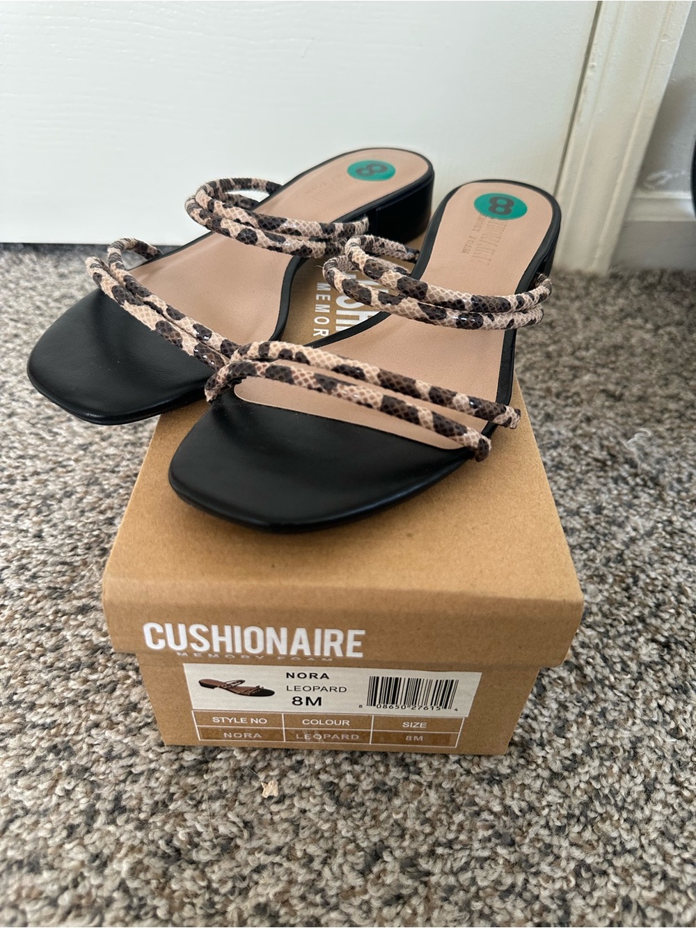 Cushionaire Women's Nora Leopard Strappy Block Heel Sandals